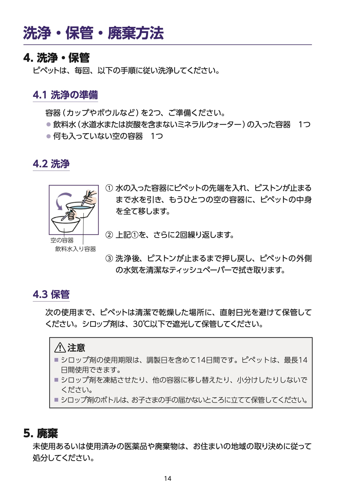 【取扱説明書】イグザレルト®ドライシロップ小児用103.4mgの調製および服用方法 14